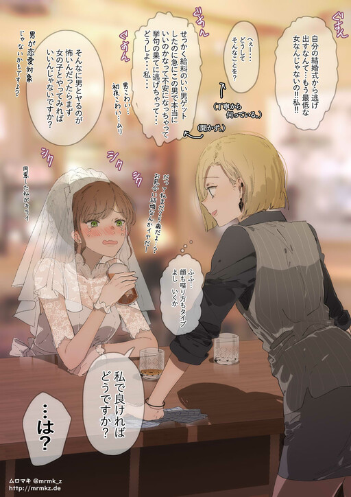 Cover of Jibun no Kekkon Shikijou kara Dasshutsu Shita Hanayome to Kekkon Shikijou kara Suu Kukaku Hanareta Tokoro no Josei Bartender