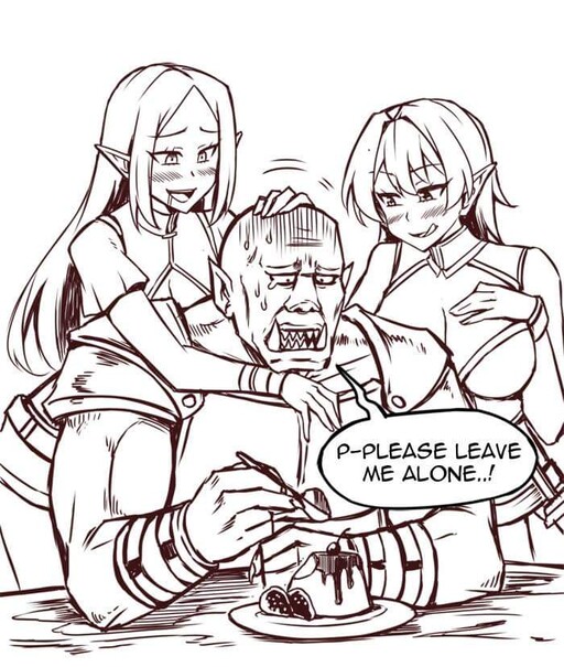 Cover of Drunk Elves Harassing an Orc in a Tavern